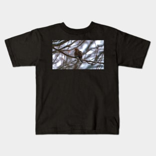 Winter Mourning Dove Perched In a Tree Kids T-Shirt